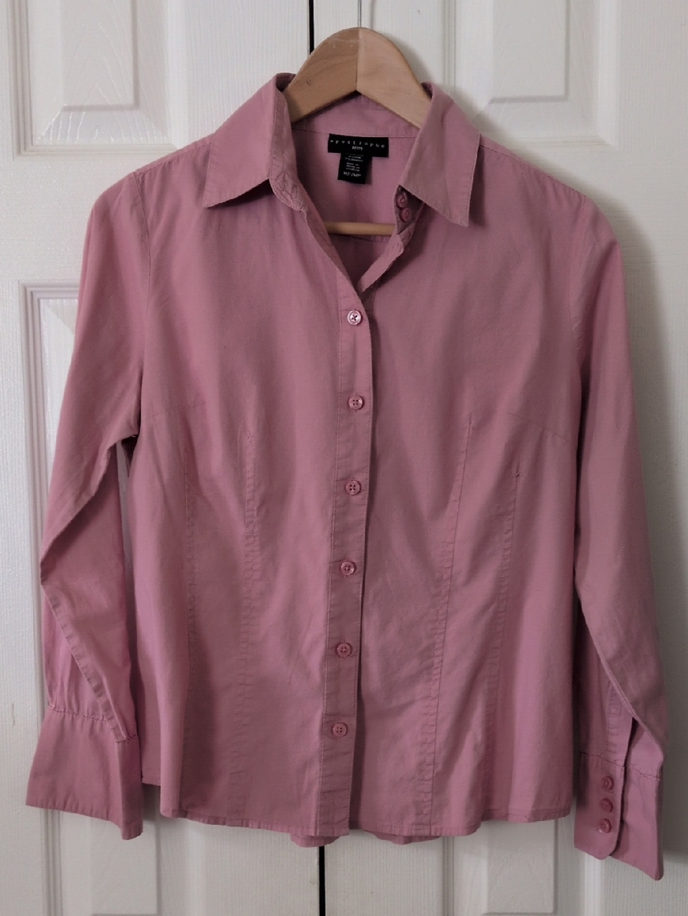 Apostrophe womens Mauve Button-Front poplin Blouse M